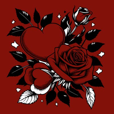 realistic hearts and roses