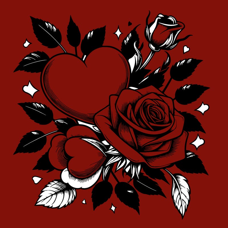 realistic hearts and roses