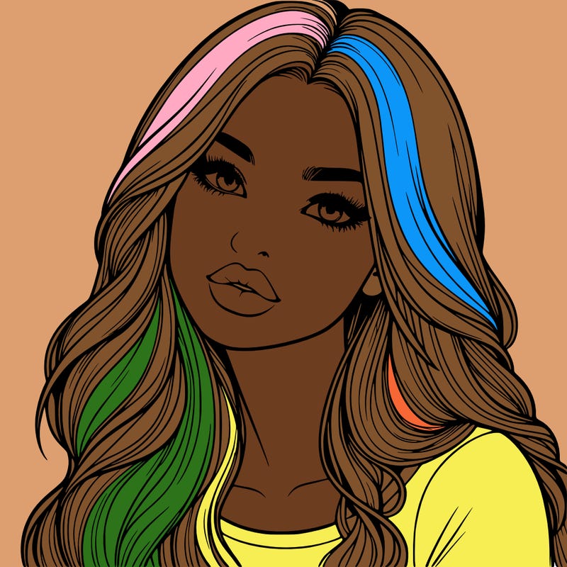 realistic girl with hair on her hair and lips