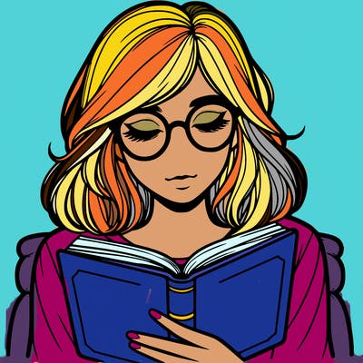 girl reading with glasses realistic