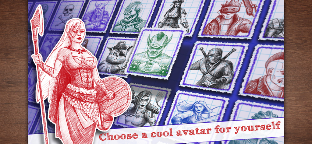 Sea Battle 2 - A collection of hand-drawn notebook style avatars for players in Sea Battle 2