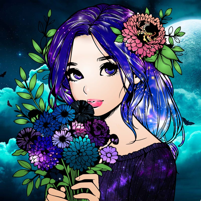 realistic girl with flowers