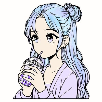 a realistic girl drinking a drink