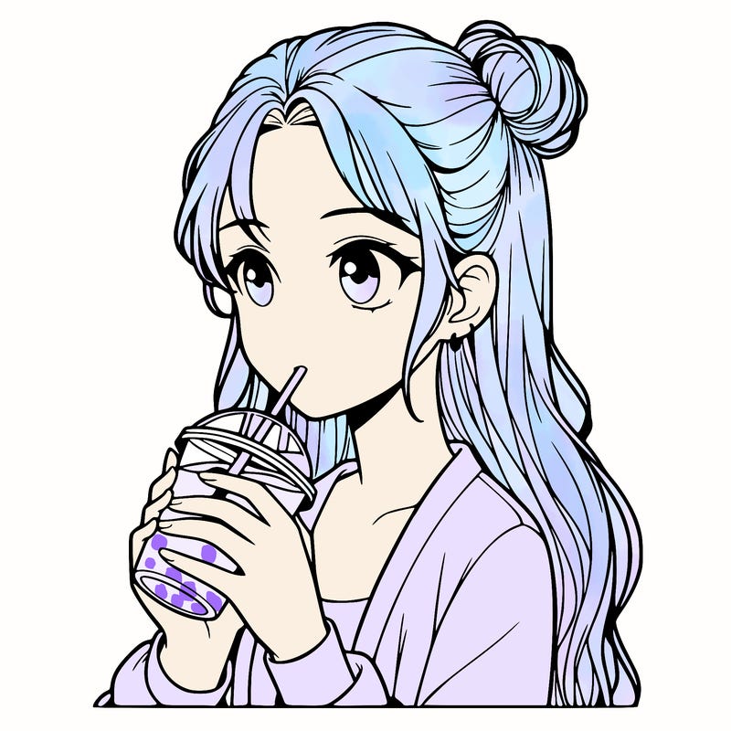 a realistic girl drinking a drink
