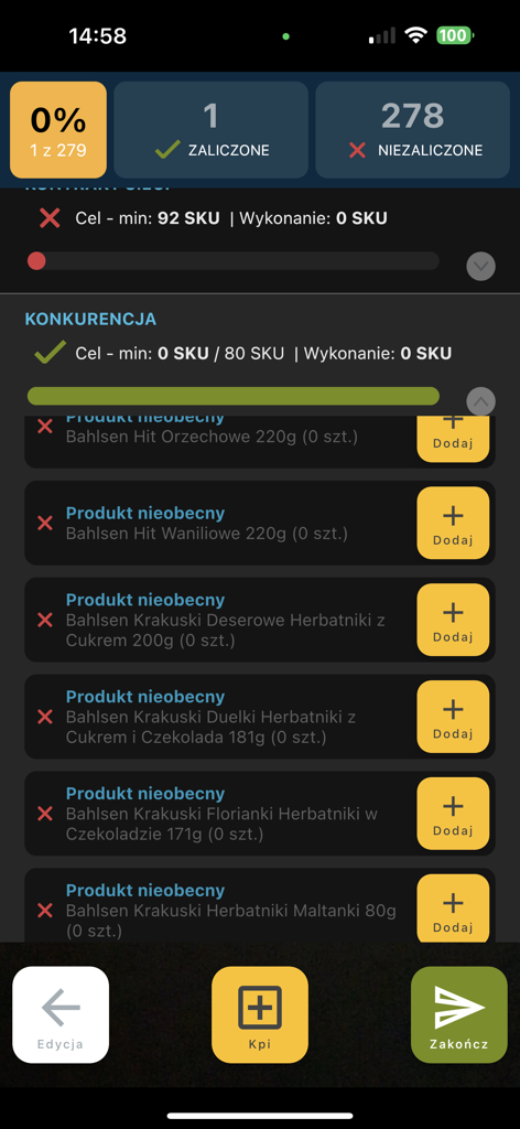 Retail-Audit-Dashboard mit Produktkonformität und KPI-Ergebnissen in der PRO Display LIVE-App