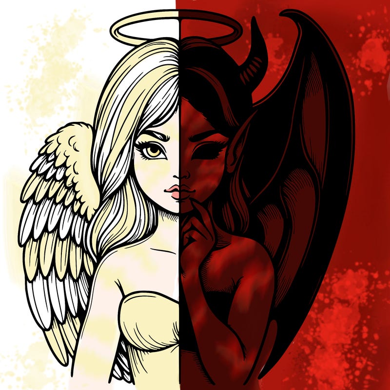 realistic angel half demon
