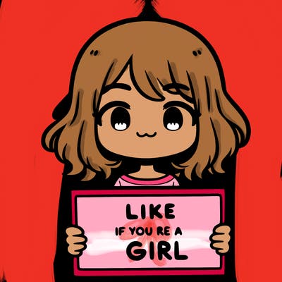 a cute girl holding a sign that says like if you’re a girl