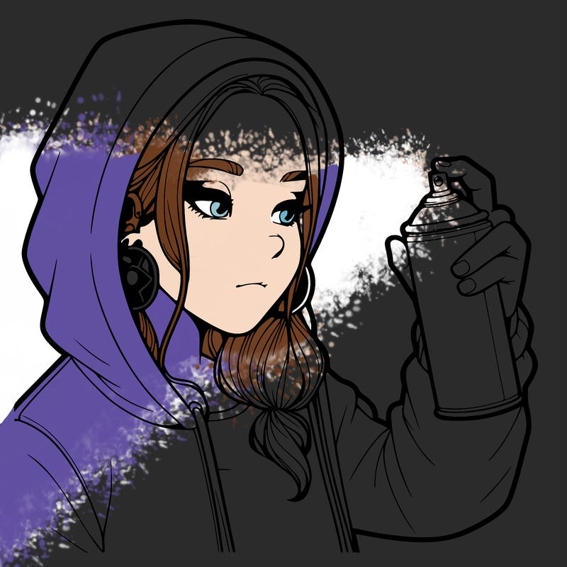 a realistic girl, spray painting