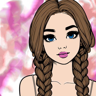 realistic girl with braids