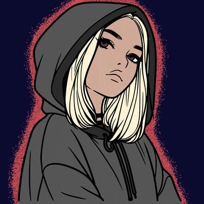 a realistic girl in a hoodie