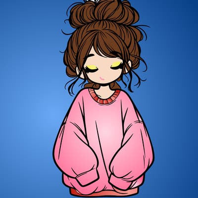 girl with baggy sweatshirt and messy bun