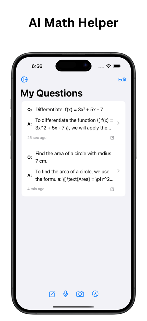 Easy Maths - AI Math Solver - A list of math questions and step by step answers in the Easy Maths AI app.