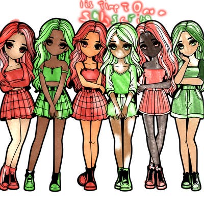 a group of girls realistic