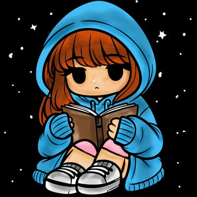 girl in oversized hoodie reading a book