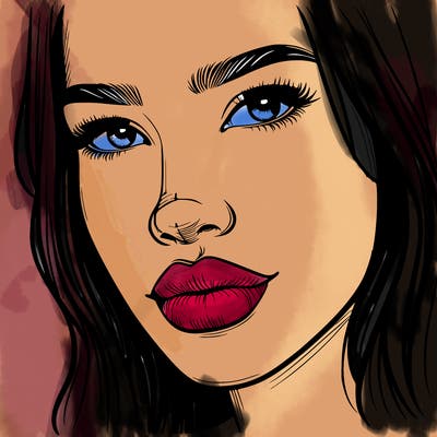 realistic woman with lips and nose