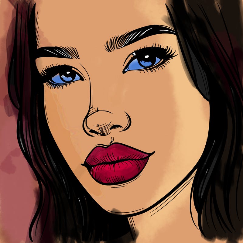 realistic woman with lips and nose