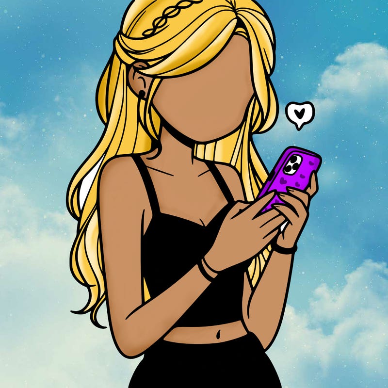 girl with crop top texting on her phone