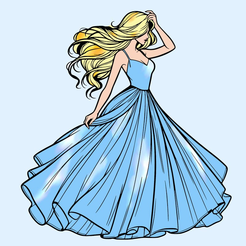 realistic woman with dress flowing in the wind