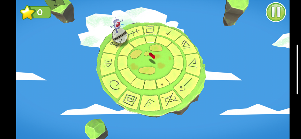 PEZ Play - Personagem PEZ equilibrada numa bola no minijogo Ball Rollers