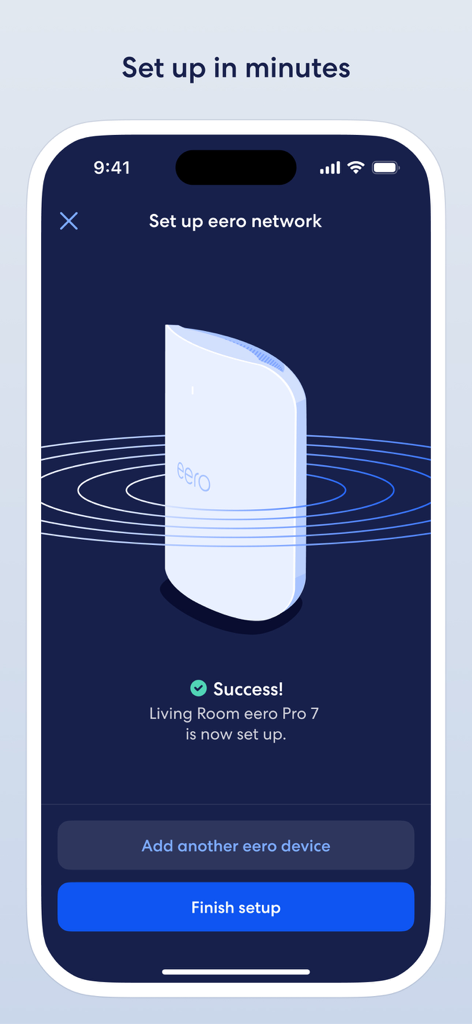 eero app showing successful wifi network setup confirmation screen