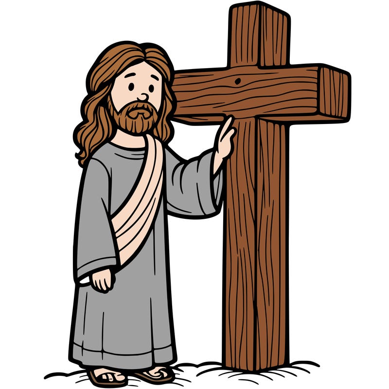 jesus standing beside the cross