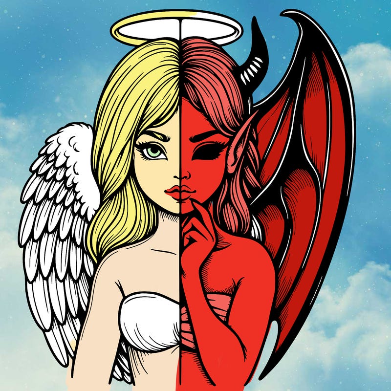 realistic angel half demon