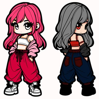 girl in crop top and baggy pants