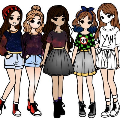 a group of five girls