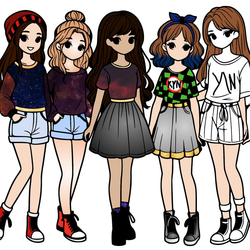 a group of five girls