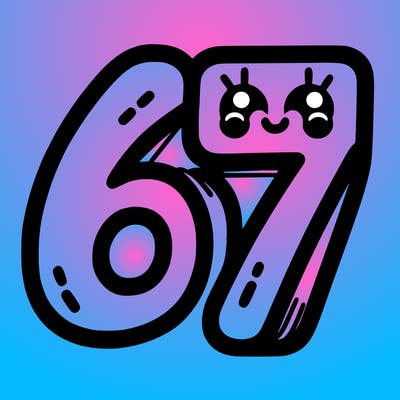 the numbers 67