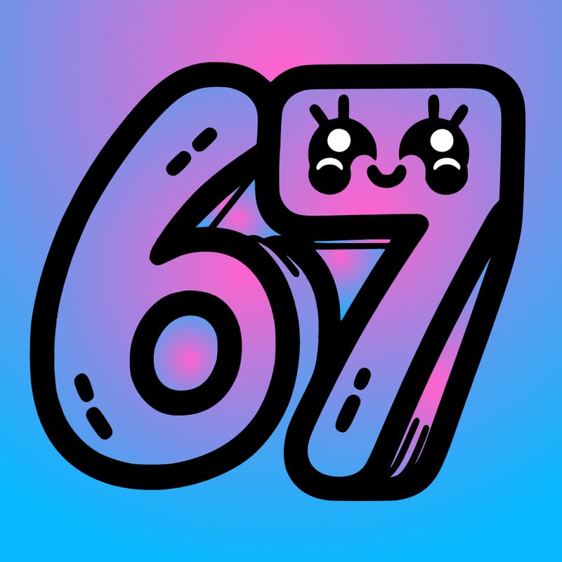 the numbers 67