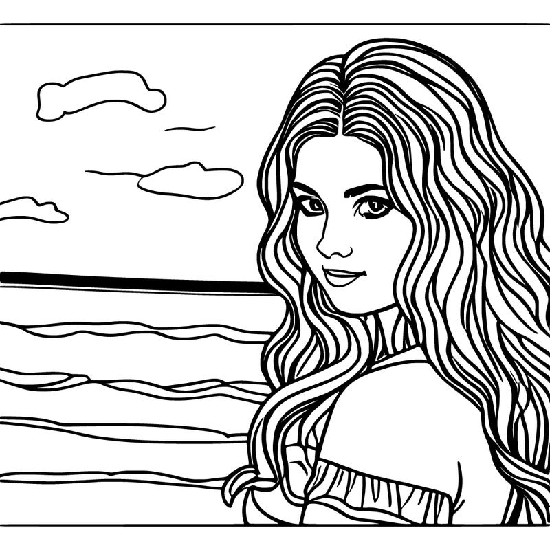 realistic girl with beach waves