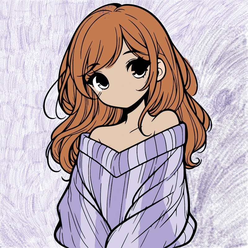 shy pretty girl wearing a sweater that is falling off one shoulder portrait
