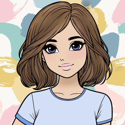 realistic girl with shoulder length hair