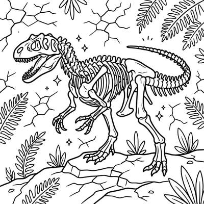 Journey back to the Jurassic period with this detailed Allosaurus skeleton coloring page. Explore the intricate bones of this fearsome predator and bring ancient history to vibrant life with your colors.