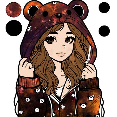 realistic girl in a animal pjs hoodie