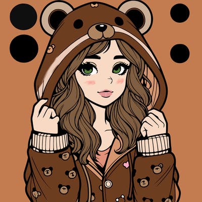 realistic girl in a animal pjs hoodie