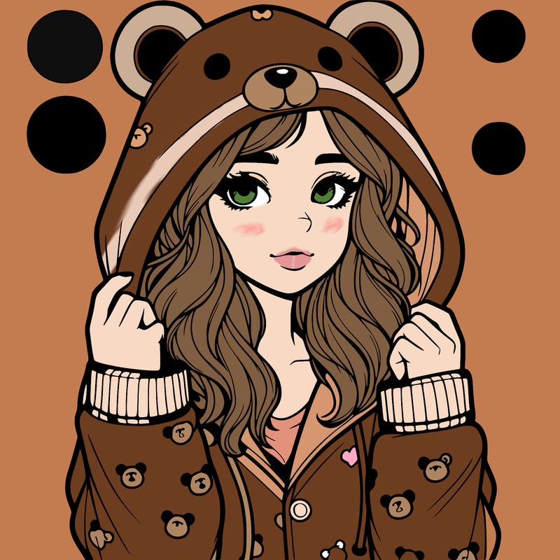 realistic girl in a animal pjs hoodie