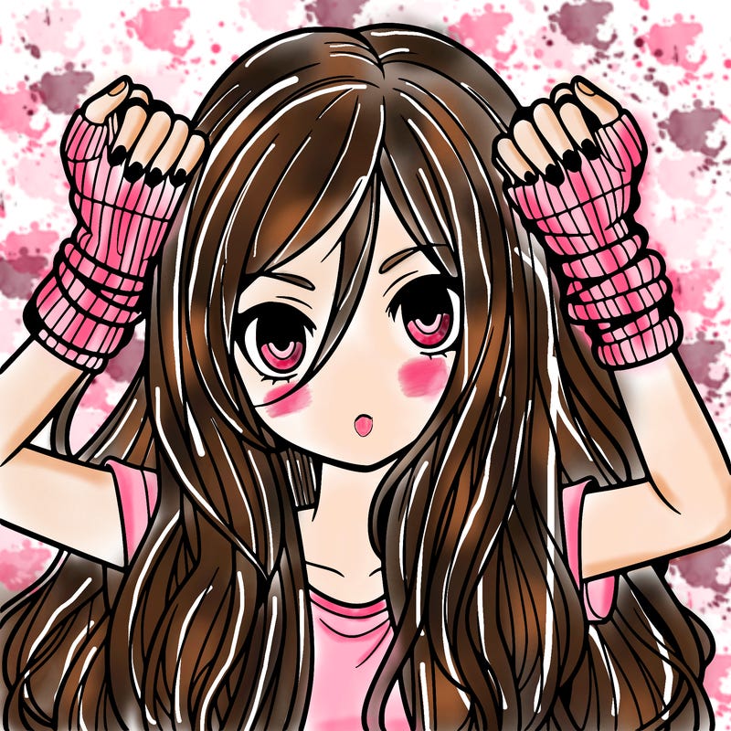 long haired girl with fingerless gloves