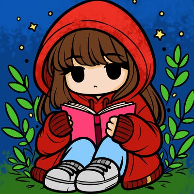 girl in oversized hoodie reading a book
