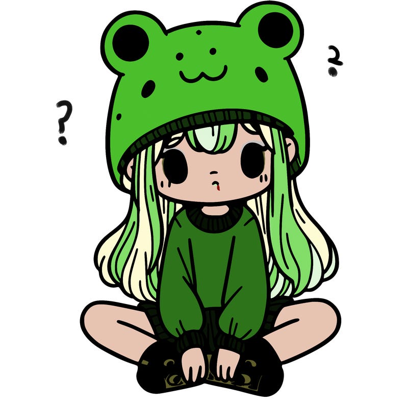 a girl wearing a frog hat and some frog socks