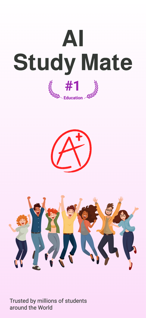 H2C AIスタディメイトアプリがAプラスの成績を表示し、学生たちを祝福している様子