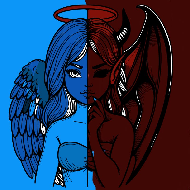 realistic angel half demon