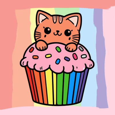 cat in a cupcake