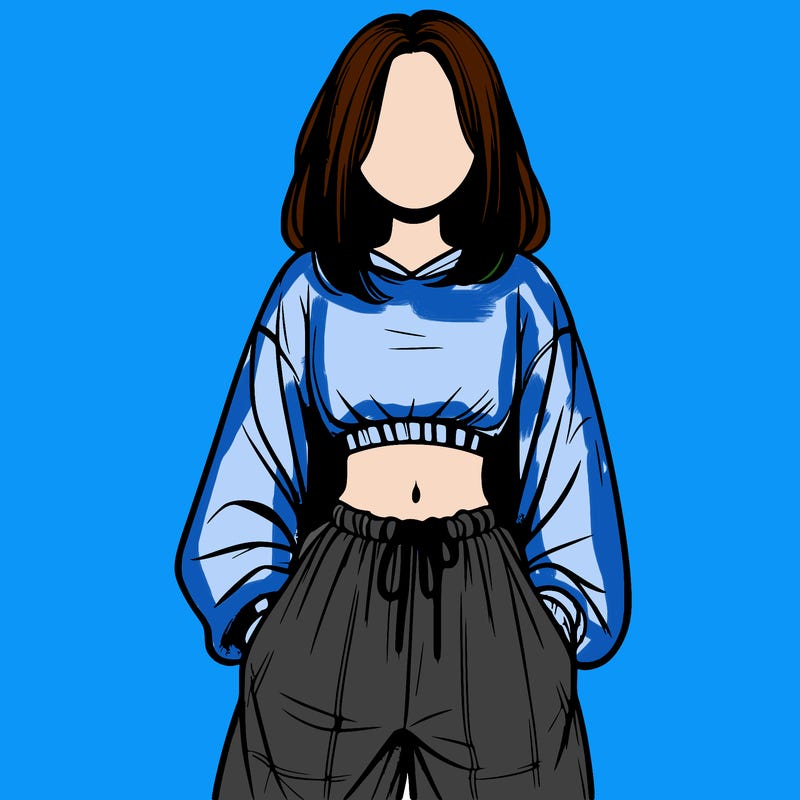realistic girl faceless with baggy pants and a crop top