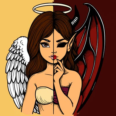 realistic angel half demon