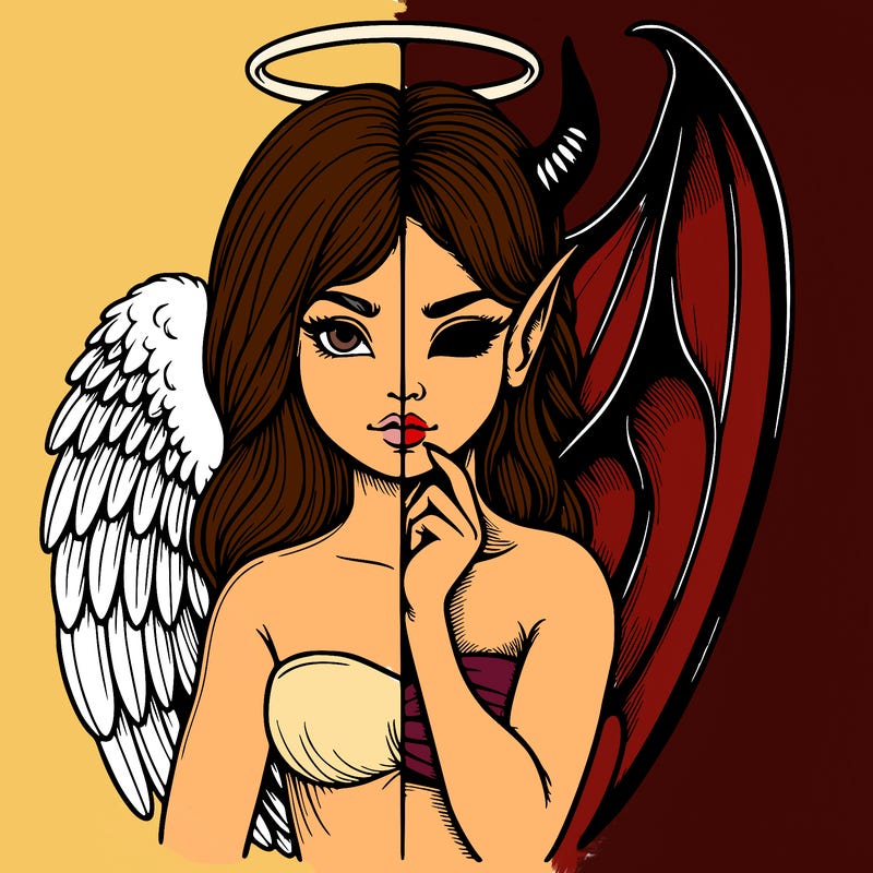 realistic angel half demon