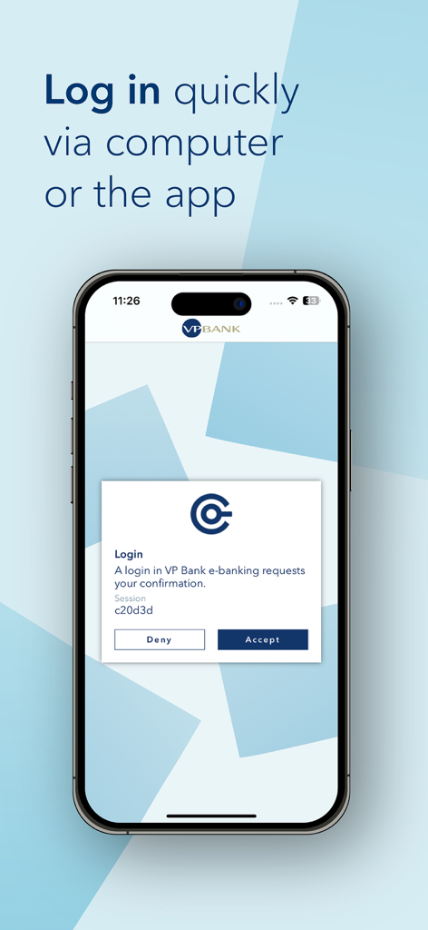 VP Bank Connect - VP Bank Connect login confirmation screen on a mobile device