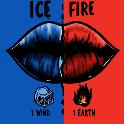 realistic lip split in fourth . 1 fourth ice 1 fire 1wind 1 earth