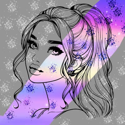 realistic girl with a ponytail on her hair and lips